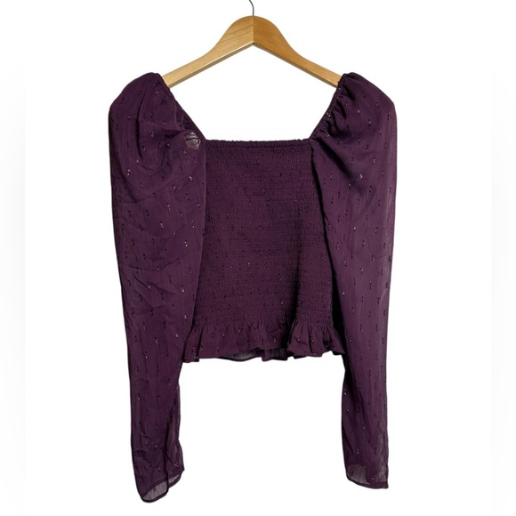 Express | Iridescent Purple Cap Long Sleeve Blouse | Size XS - Picture 5 of 6